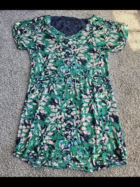Y2K Mudd Green Navy Pink Floral Mini Dress